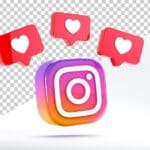 Logo instagram avec des coeur au dessus