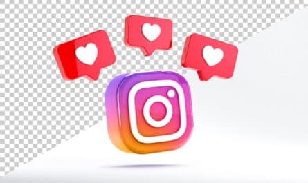 Logo instagram avec des coeur au dessus