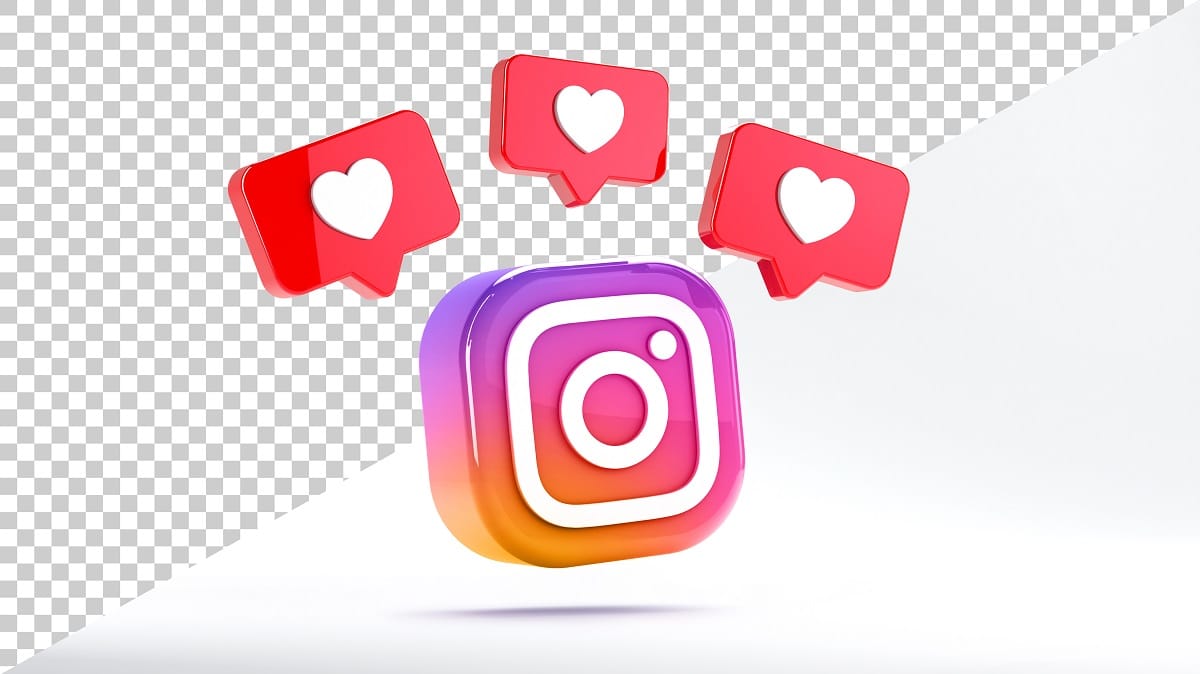 Logo instagram avec des coeur au dessus