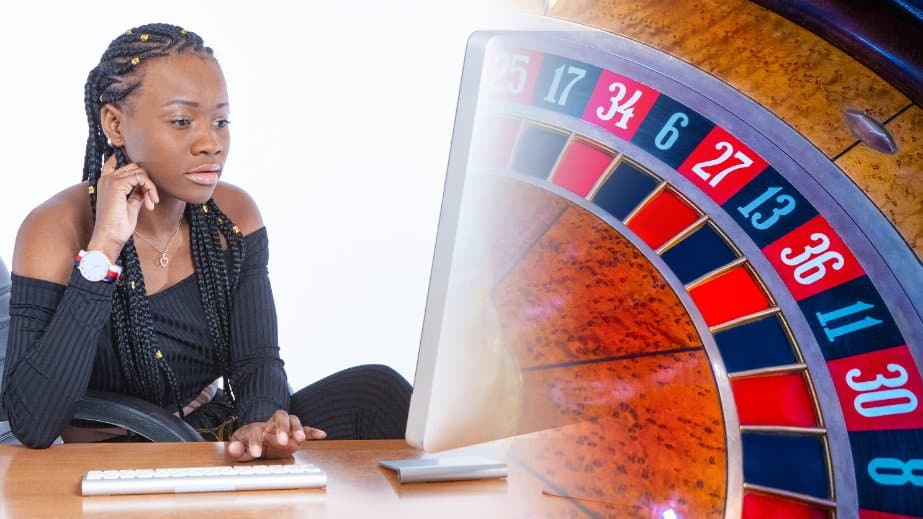 Femme qui joue à la roulette