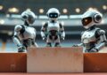 des robots sur un podium sportif