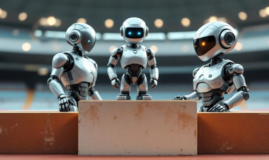 des robots sur un podium sportif
