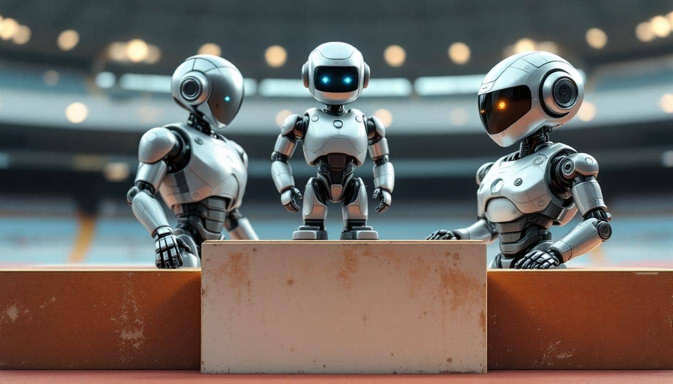 des robots sur un podium sportif