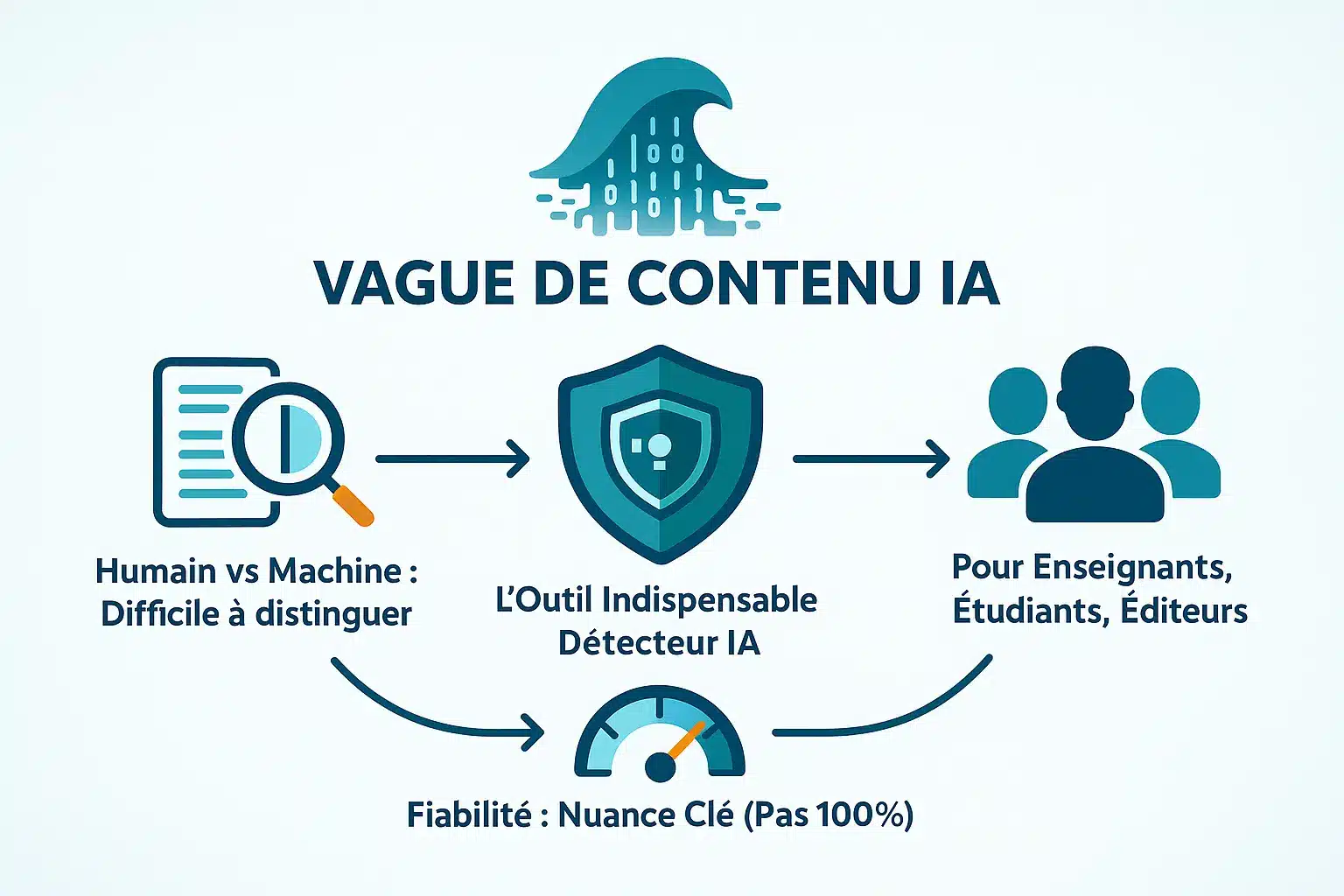 Détecteur IA illustré par un concept futuriste de flux de données
