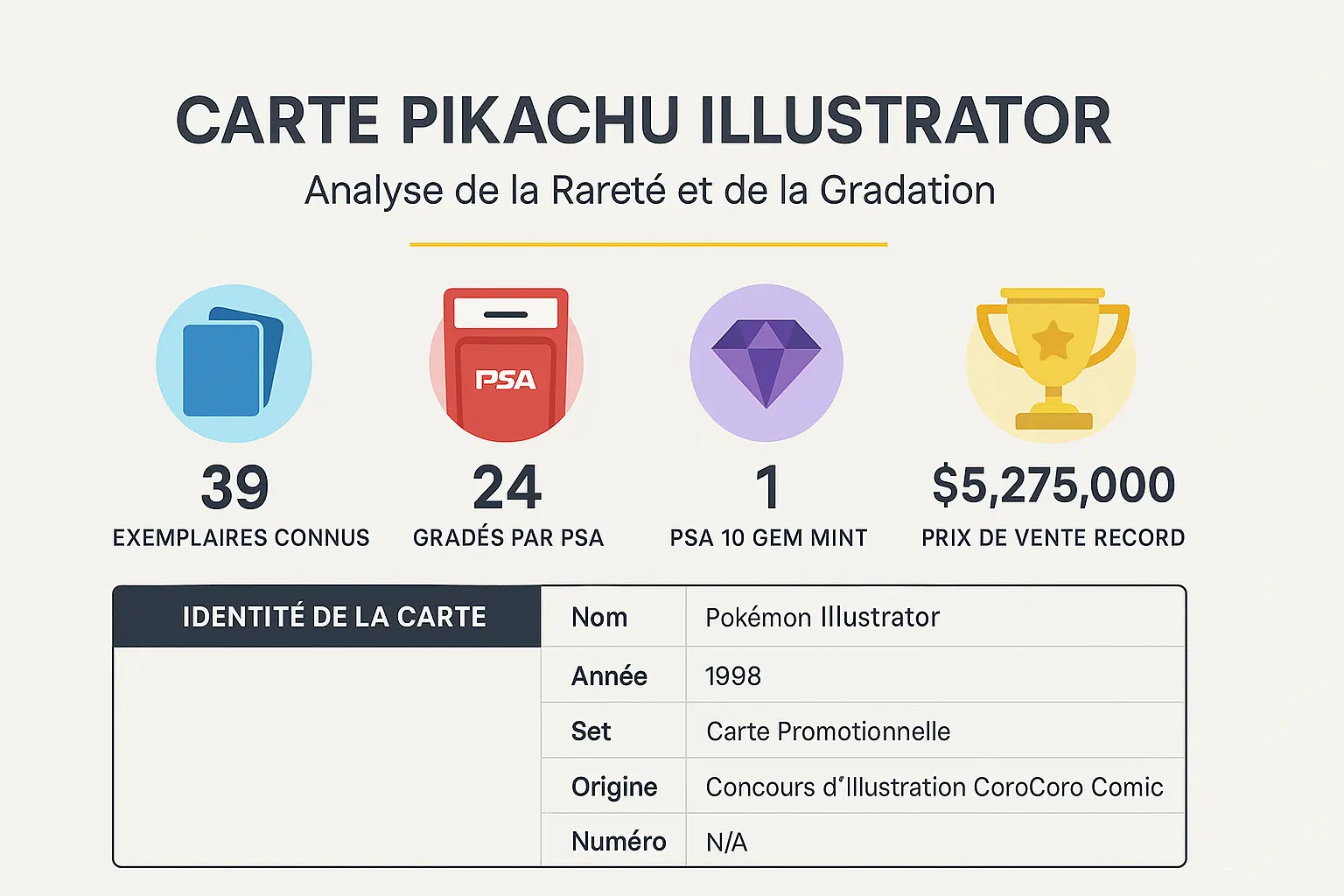 Carte Pikachu Illustrator avec détails uniques