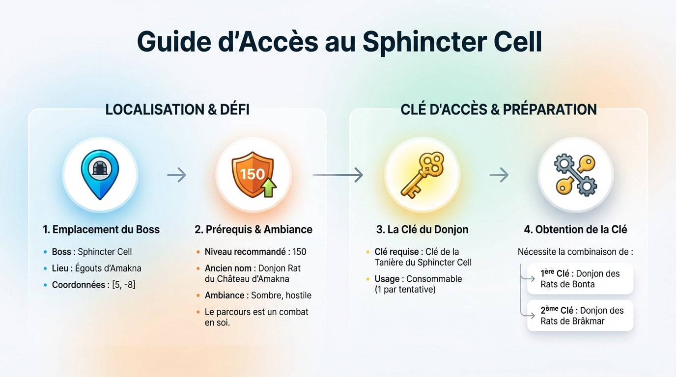 Carte de localisation de la Tanière du Sphincter Cell dans les égouts d'Amakna