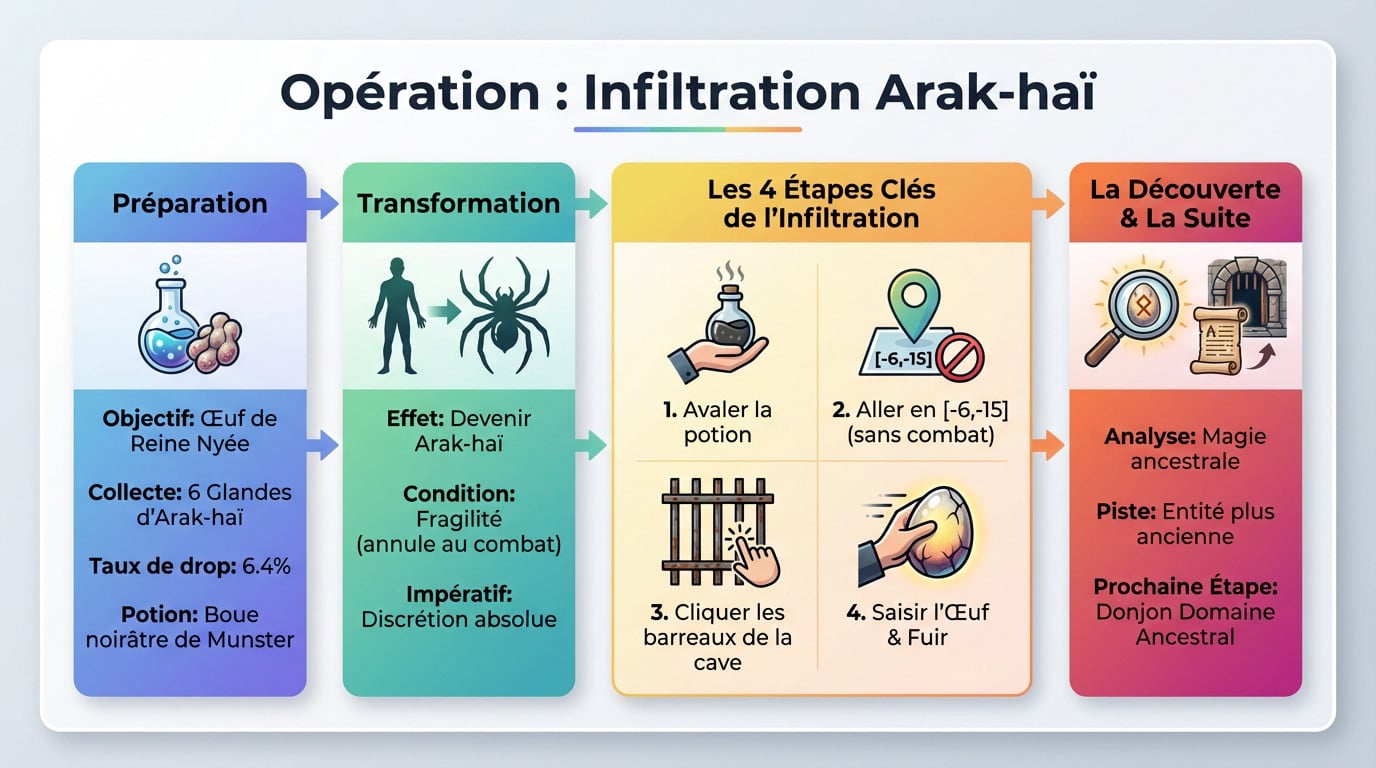 Transformation du joueur en Arak-haï pour infiltrer la cave