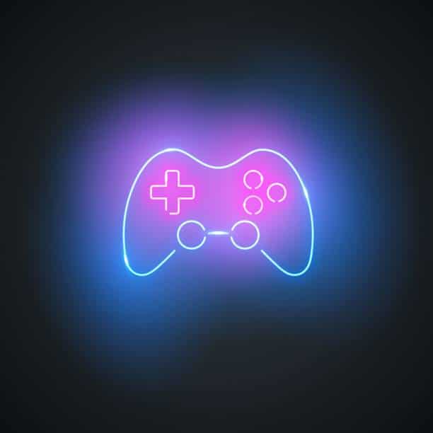 néon gaming manette jeu vidéo ambiance éclairage