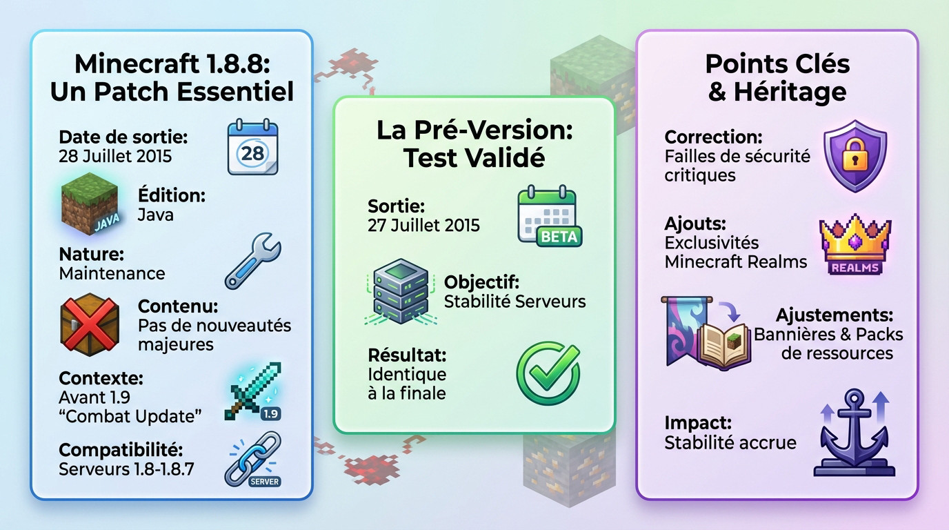 Illustration de la mise à jour Minecraft 1.8.8 axée sur la sécurité