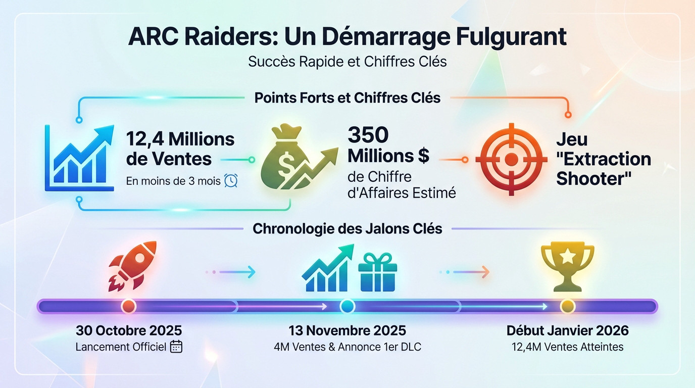 Graphique illustrant le succès commercial de ARC Raiders et ses 12 millions de ventes en 2026