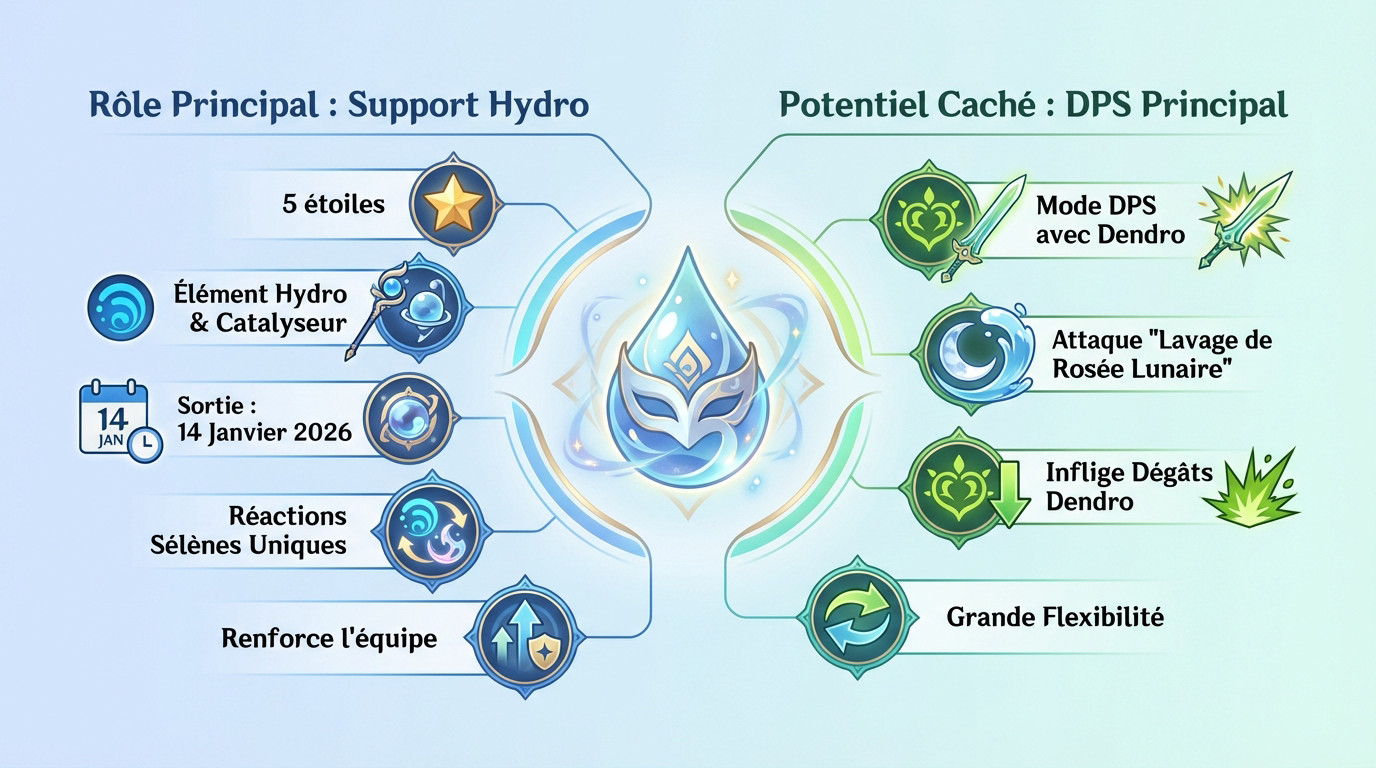 Columbina Genshin Impact guide support et DPS Dendro