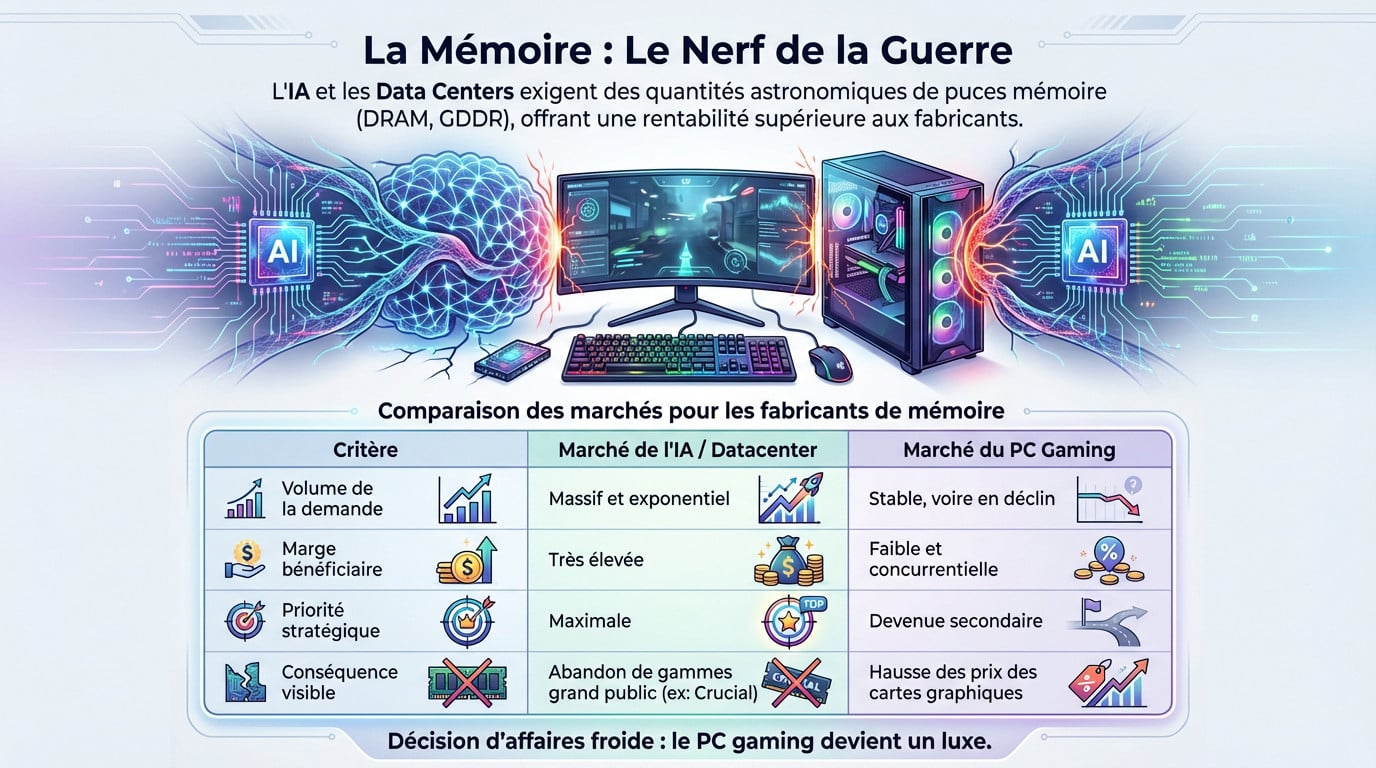 Illustration de la pression exercée par l'intelligence artificielle sur le marché du matériel PC gamer