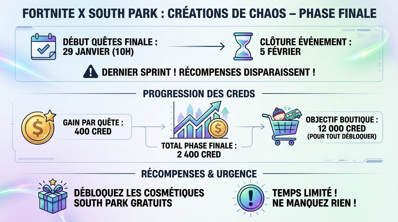 Illustration de la phase finale de l'événement Fortnite x South Park Créations de Chaos