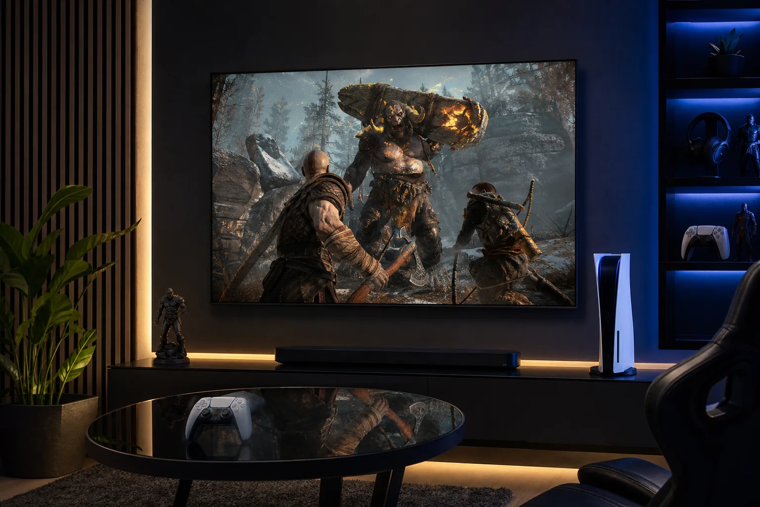 Console PS5 avec manettes et jeux vidéo modernes en 2026