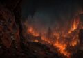 Caverne volcanique du Nether avec coulées de lave dorées, où trouver la Netherite dans Minecraft