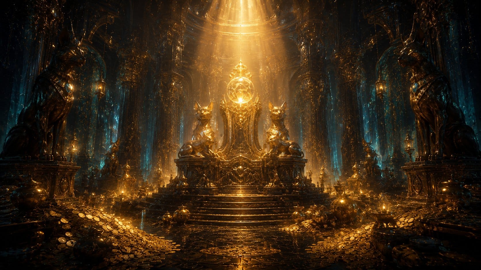 Autel doré au cœur d'Ecaflipus, trésor et relique baignés d'une lumière divine