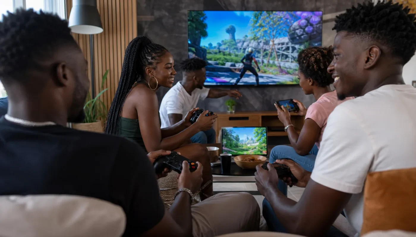 Groupe de joueurs connectés en ligne pour le cross-play entre amis