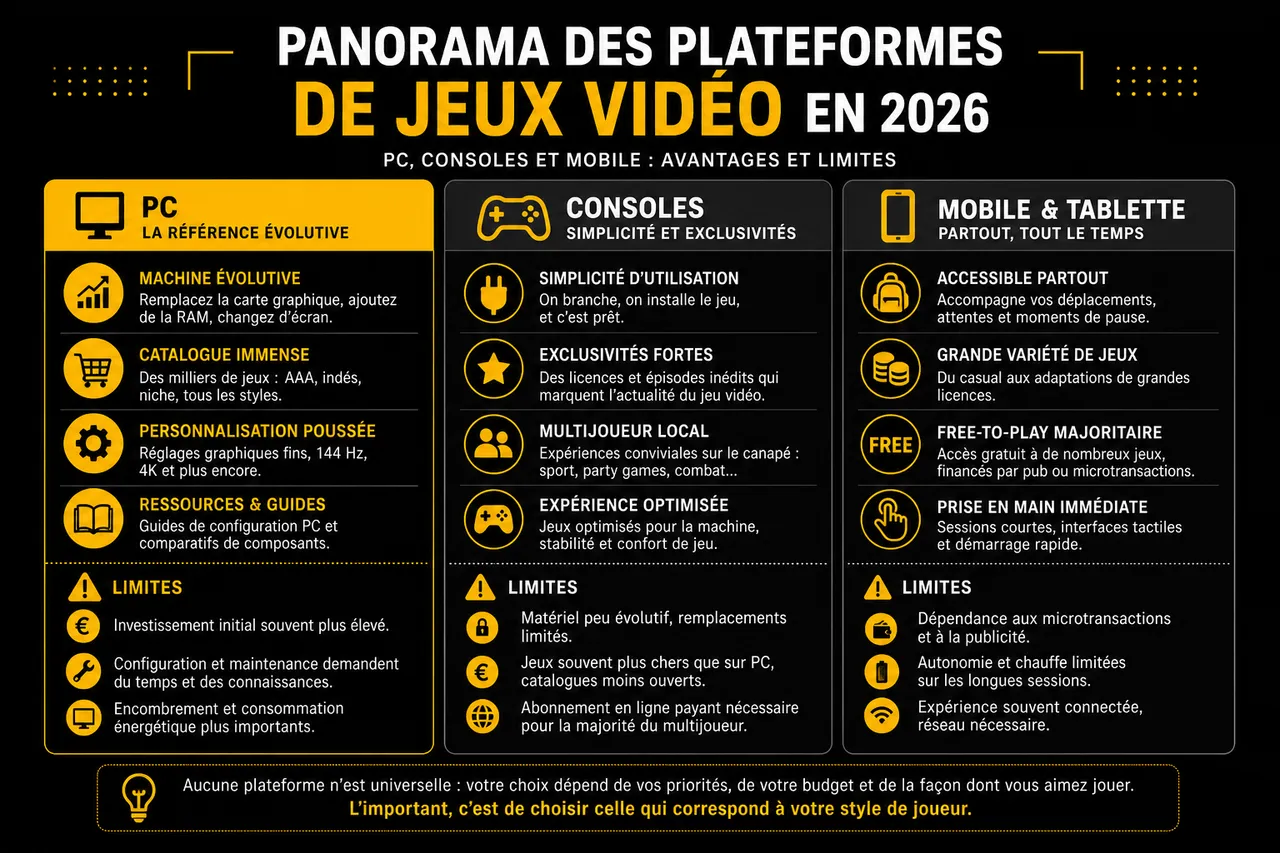 Jeux vidéos ou jeux vidéo : guide pour débuter sans se perdre dans le jargon , Panorama des plateformes de jeux vidéo en 2026