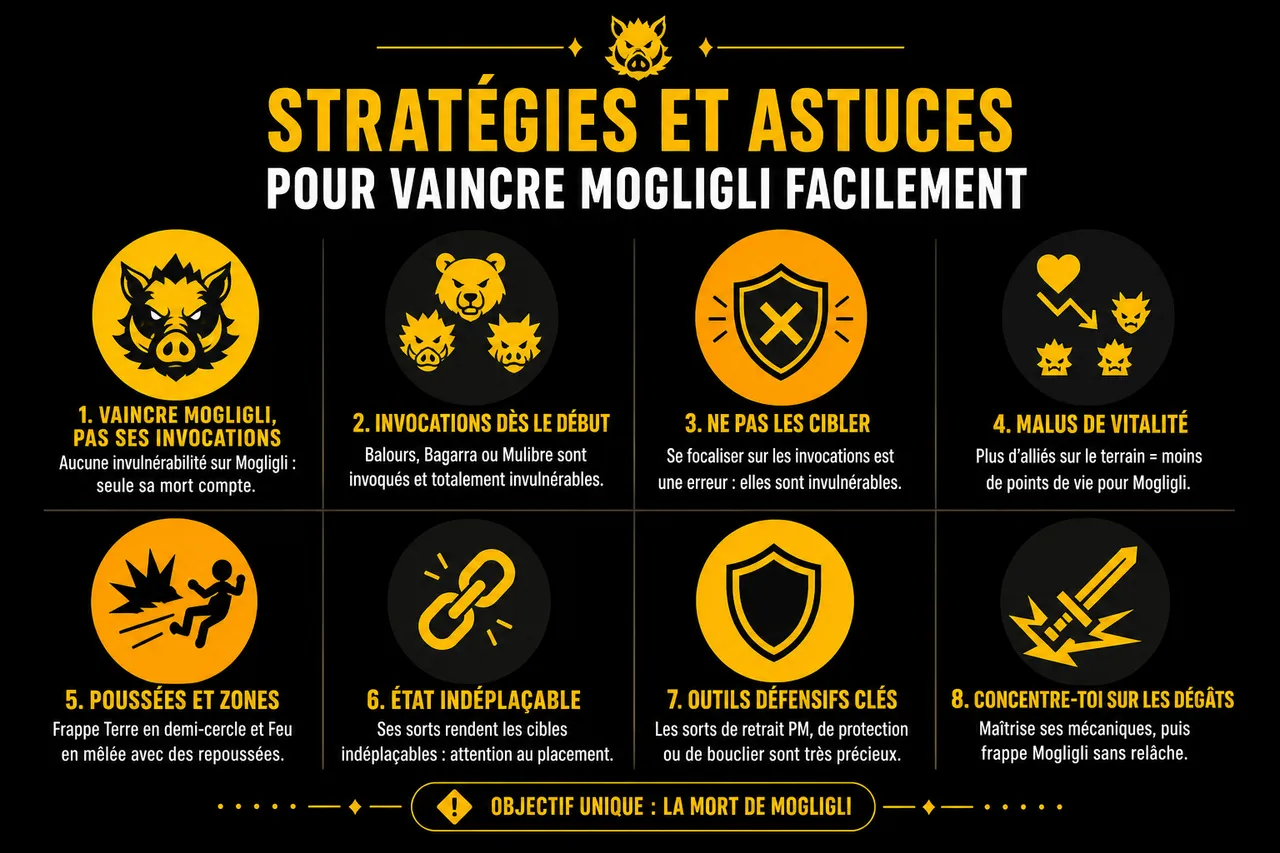 Mogligli dans Dofus: comment le trouver et le vaincre facilement , Stratégies et astuces pour vaincre Mogligli facilement