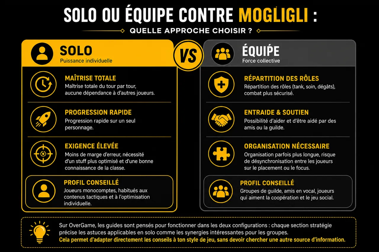 Mogligli dans Dofus: comment le trouver et le vaincre facilement , Comparer solo et équipe: quelle approche choisir contre Mogligli?
