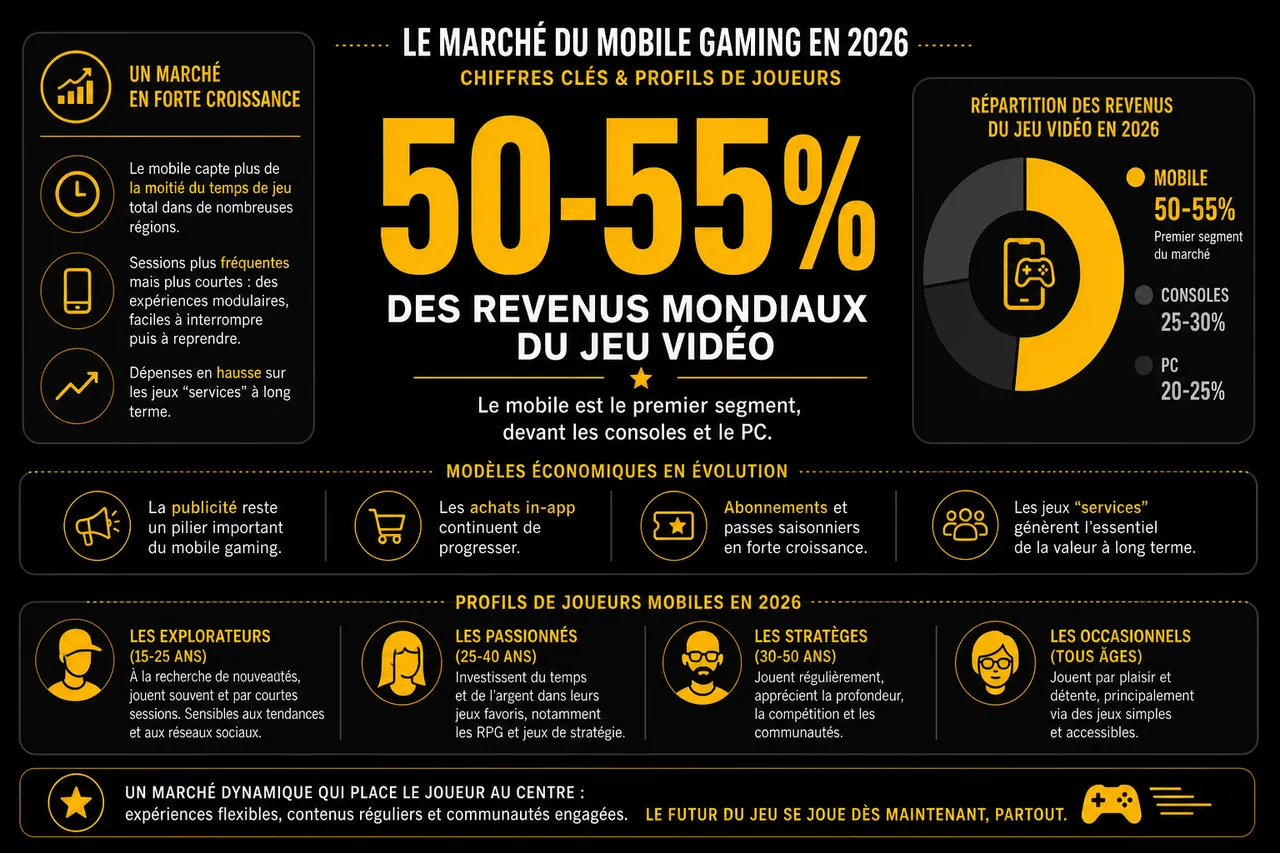 Jeux mobile en 2026, les titres incontournables pour jouer partout , Regards croisés sur le marché: chiffres clés et profils de joueurs