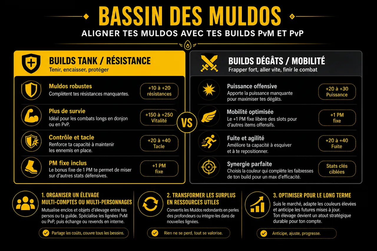 Bassin des Muldos: guide complet pour débuter sur Dofus en 2026 , Stratégies avancées et synergies des Muldos avec le reste de ton compte