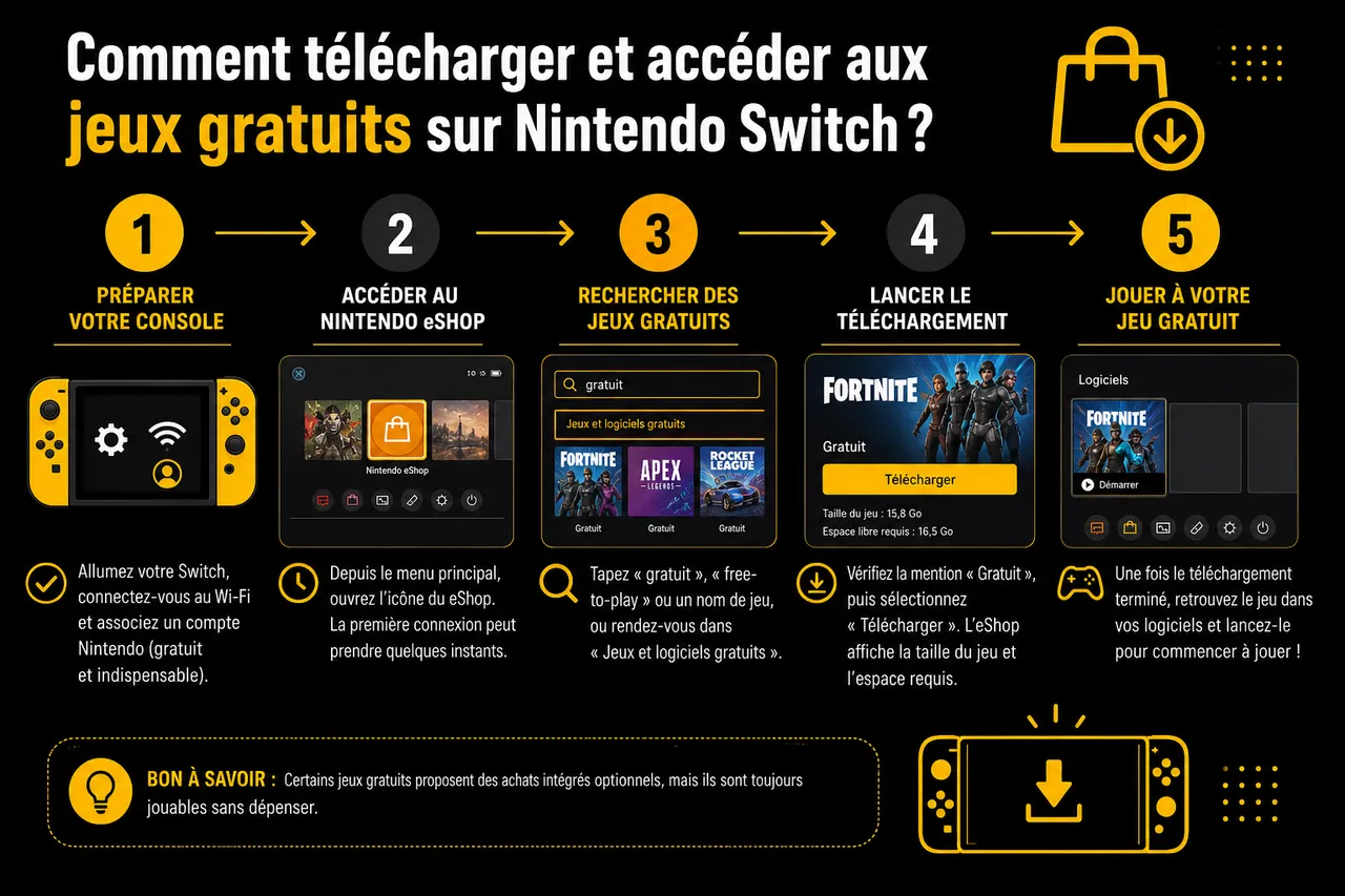 Jeux gratuits sur Nintendo Switch et comment jouer sans dépenser (ou presque)? , Comment télécharger et accéder aux jeux gratuits sur Nintendo Switch?