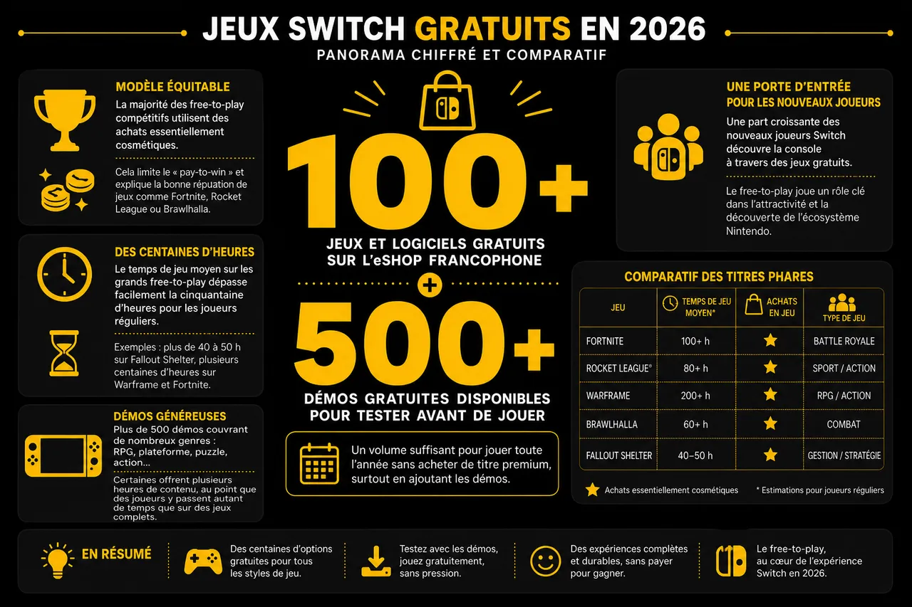 Jeux gratuits sur Nintendo Switch et comment jouer sans dépenser (ou presque)? , Panorama chiffré et comparatif des jeux Switch gratuits