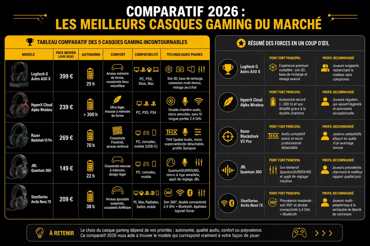 5 casques gaming à connaître avant d’acheter , Comparatif 2026: les meilleurs casques gaming du marché