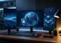 Nom de domaine gaming avec icônes de protection numérique