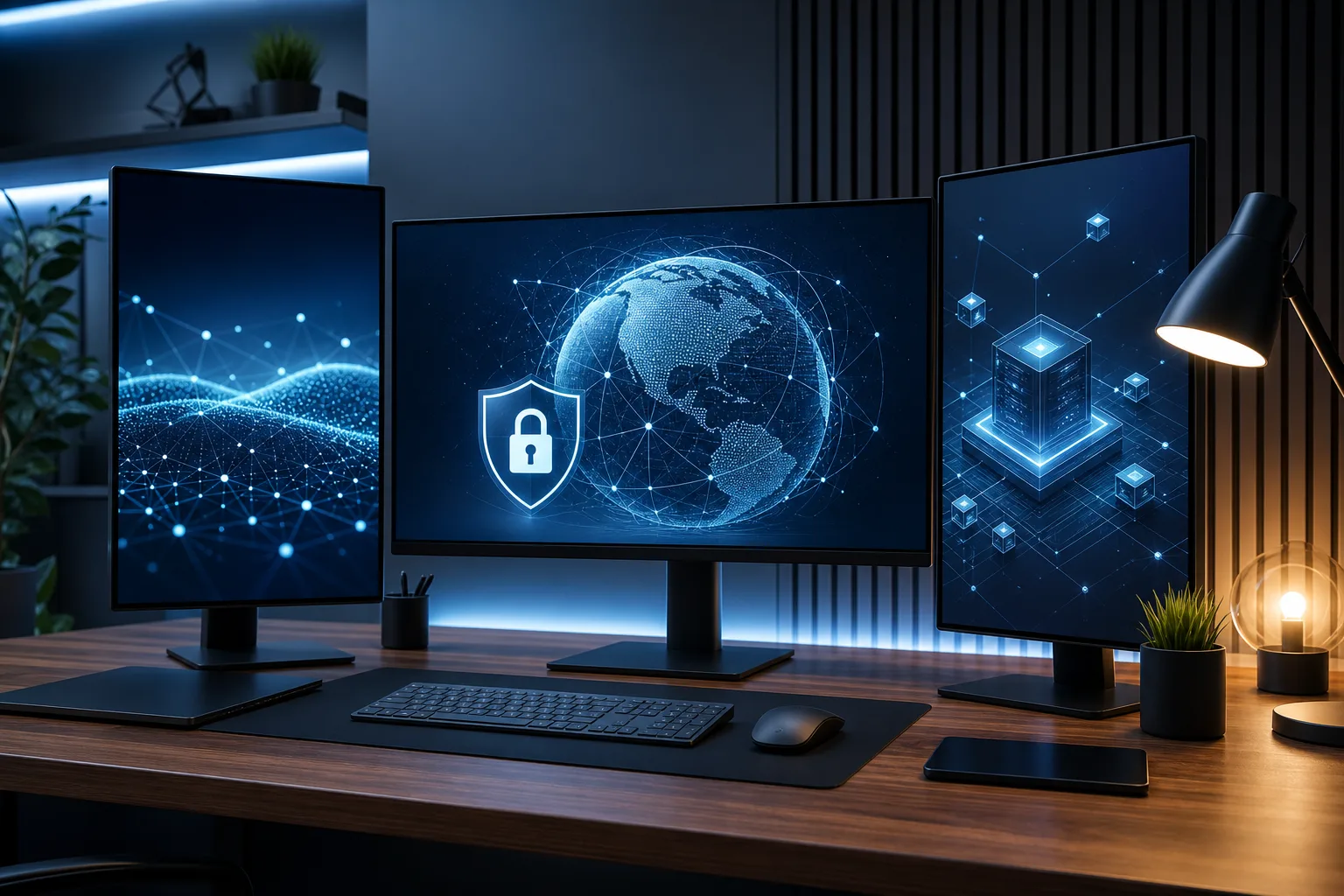 Nom de domaine gaming avec icônes de protection numérique