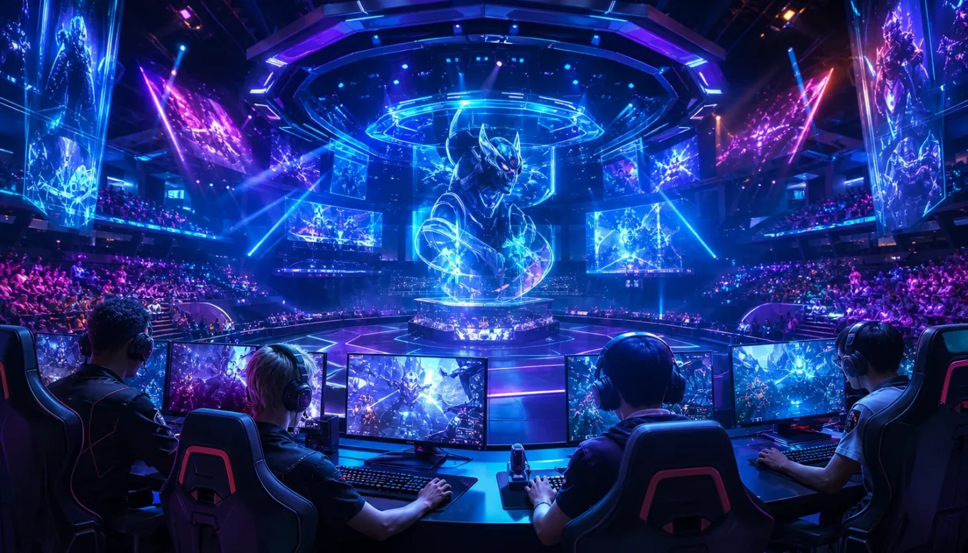 Équipe d'e-sport en compétition avec technologies innovantes en 2026