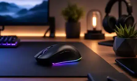 Souris gaming ergonomique avec boutons et éclairage LED modernes