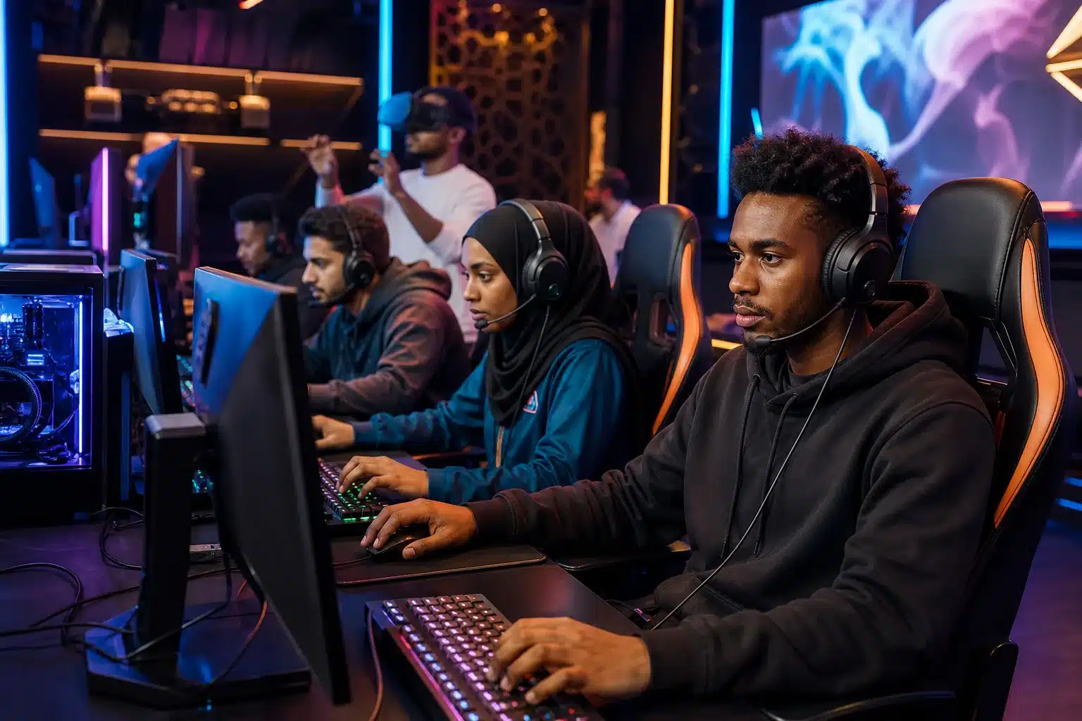 Casque de réalité virtuelle avec manettes pour jeux vidéo immersifs