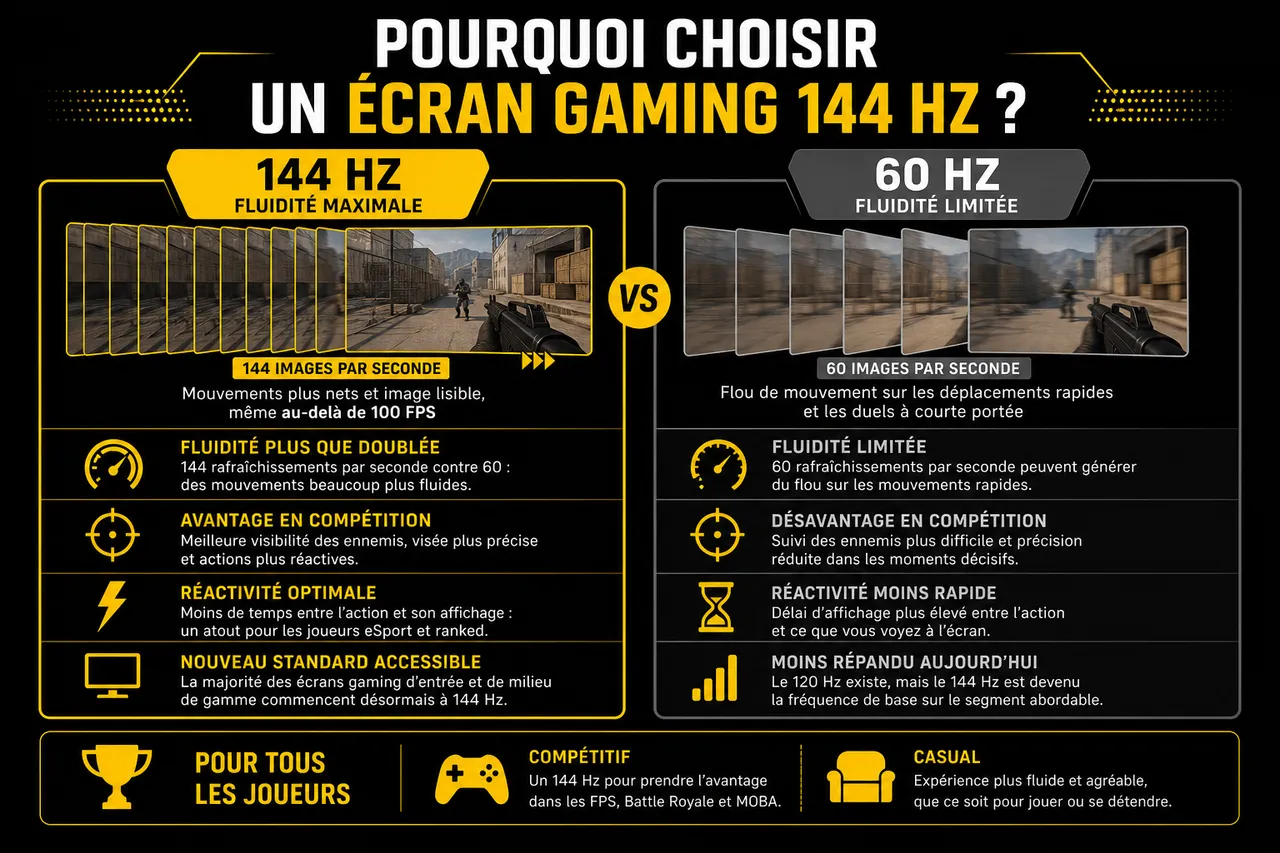 Écran gaming 144 Hz pour débuter sans se ruiner , Pourquoi choisir un écran gaming 144 Hz?