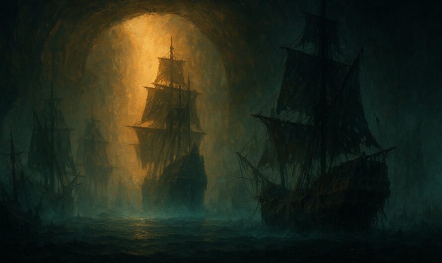Armada de navires fantomes echoues dans une arche caverneuse, guide Dofus Armada l'Invincible
