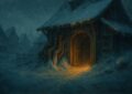 Atelier enseveli sous la neige avec des tuyaux eclates et geles, illustration de la quete Bricole Girl sur Frigost dans Dofus