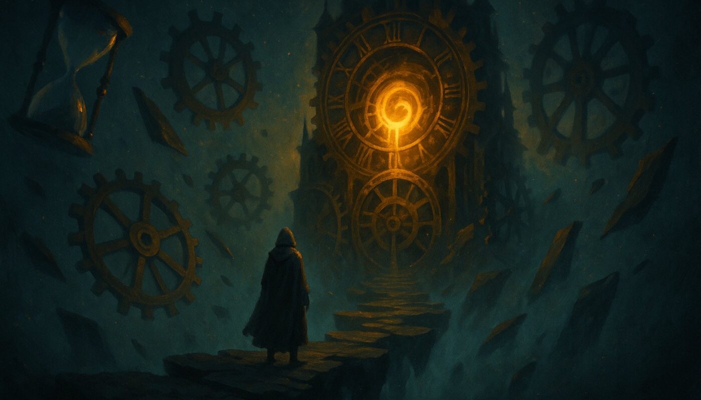 Voyageur face au portail temporel dore du Xelorium, quete C'est ton destin Dofus