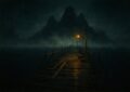 Pont de bambou en reconstruction menant a une ile montagneuse dans la brume, quete Le reveil de Pandala sur Dofus