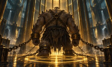 Voldelor Dofus : colosse enchainé dans la prison dorée de la Retraite des Eternels, illustration