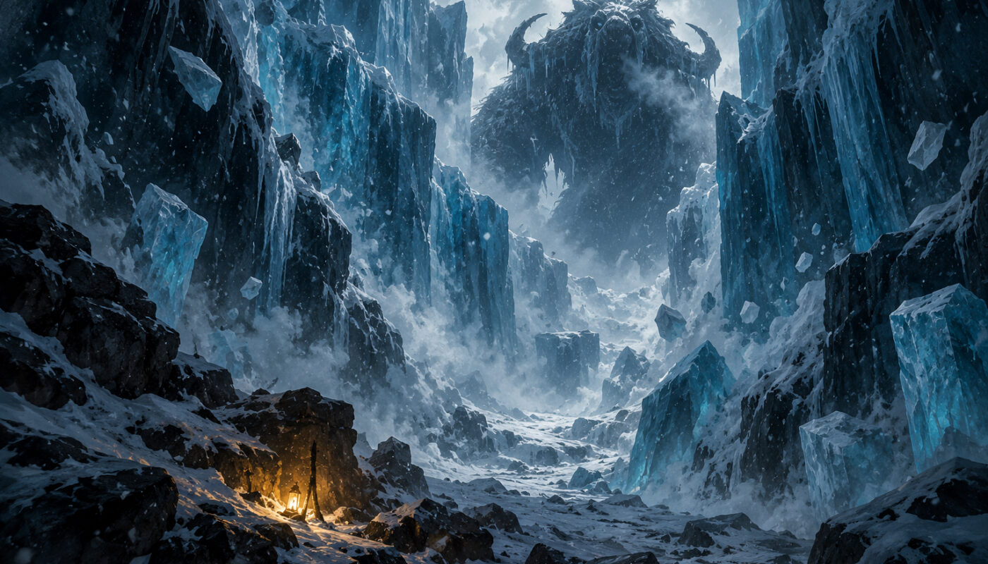 YeCh'Ti Dofus : créature des glaces dans la Crevasse Perge, lumière dorée