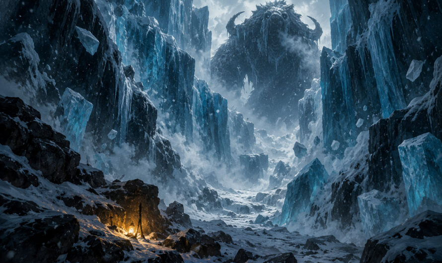 YeCh'Ti Dofus : créature des glaces dans la Crevasse Perge, lumière dorée